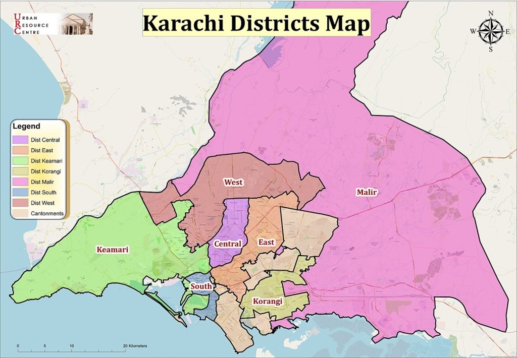 districts map of karachi